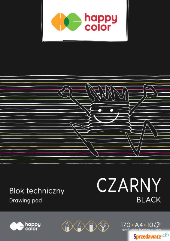 blok techniczny czarny a4 happy color 10k - Artykuły papiernicze... - Gliwice