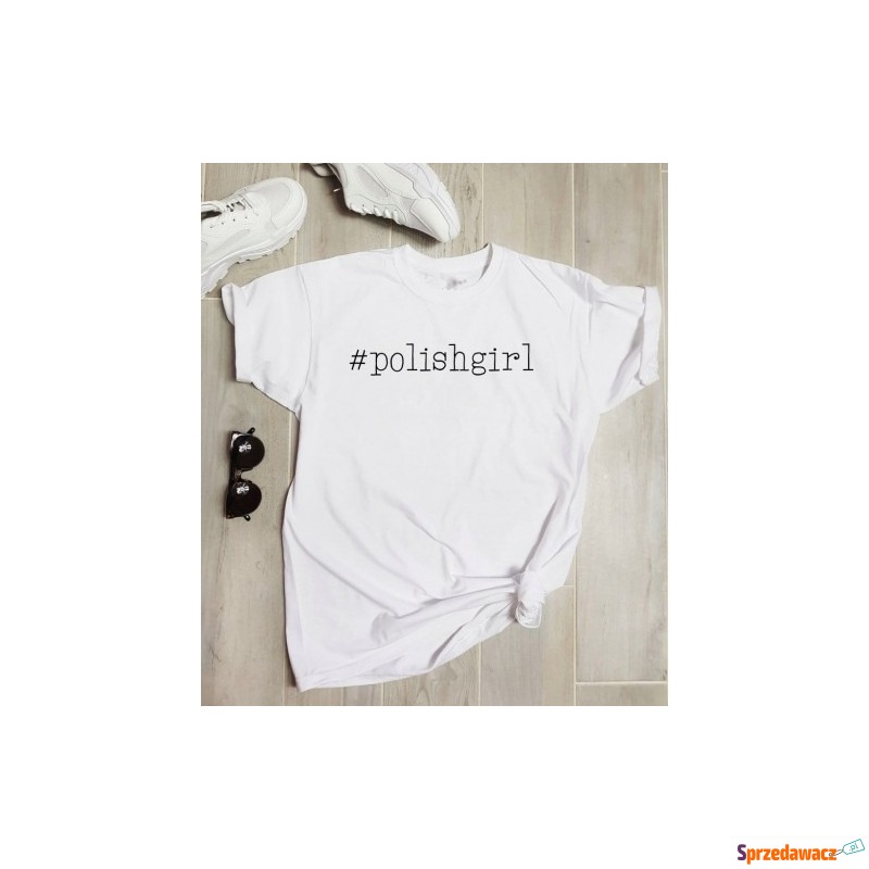 koszulka damska #polishgirl biała - Bluzki, koszulki - Lębork