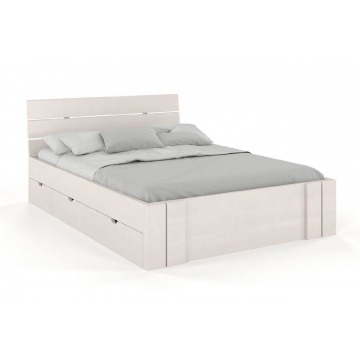 łóżko drewniane bukowe visby arhus high drawers (z szufladami) / 200x200 cm, kolor biały
