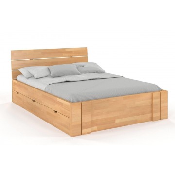 łóżko drewniane bukowe visby arhus high drawers (z szufladami) / 200x200 cm, kolor naturalny