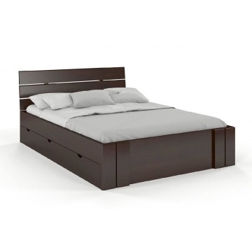 łóżko drewniane bukowe visby arhus high drawers (z szufladami) / 200x200 cm, kolor palisander