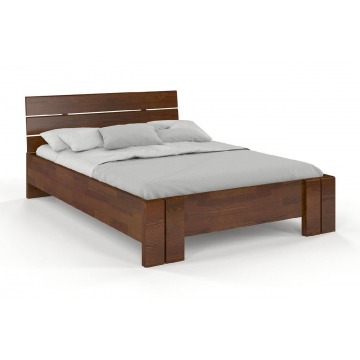 łóżko drewniane sosnowe visby arhus high & bc (skrzynia na pościel) / 200x200 cm, kolor orzech