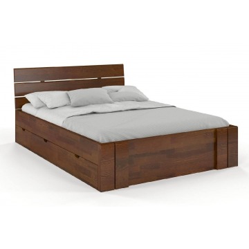 łóżko drewniane sosnowe visby arhus high drawers (z szufladami) / 180x200 cm, kolor orzech