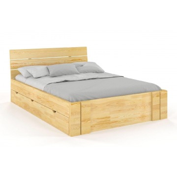 łóżko drewniane sosnowe visby arhus high drawers (z szufladami) / 200x200 cm, kolor naturalny