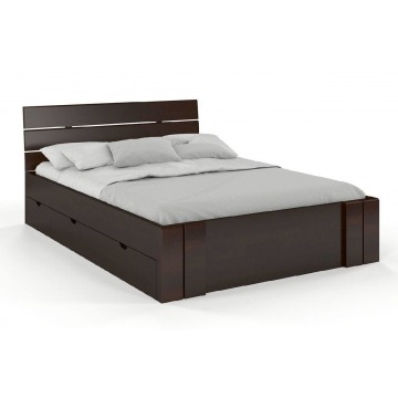 łóżko drewniane sosnowe visby arhus high drawers (z szufladami) / 160x200 cm, kolor palisander