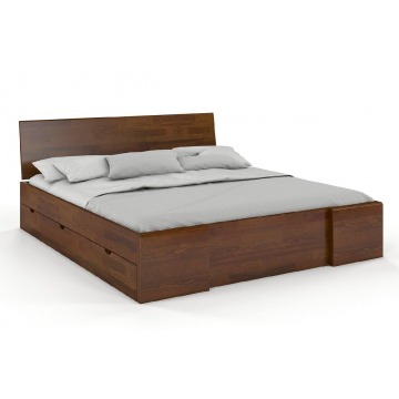 łóżko drewniane sosnowe visby hessler high drawers (z szufladami) / 120x200 cm, kolor orzech