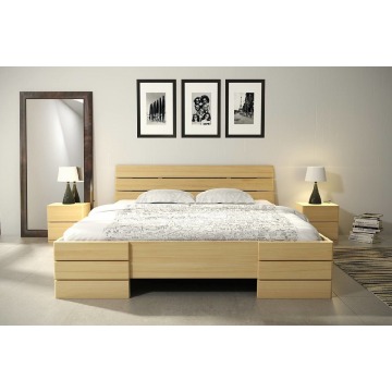łóżko drewniane sosnowe visby sandemo high bc long (skrzynia na pościel) / 120x220 cm, kolor orzech