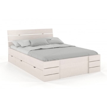 łóżko drewniane bukowe visby sandemo high drawers (z szufladami) / 120x200 cm, kolor naturalny