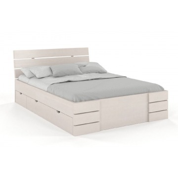 łóżko drewniane sosnowe visby sandemo high drawers (z szufladami) / 120x200 cm, kolor orzech