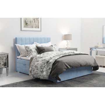 eleganckie tapicerowane łóżko kontynentalne do sypialni caren z pojemnikiem na pościel. obniżka ceny