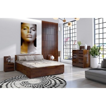 łóżko drewniane sosnowe visby bergman high bc (skrzynia na pościel) / 120x200 cm, kolor orzech