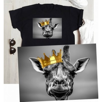koszulka z żyrafą w koronie