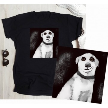 koszulka damska czarna z psem