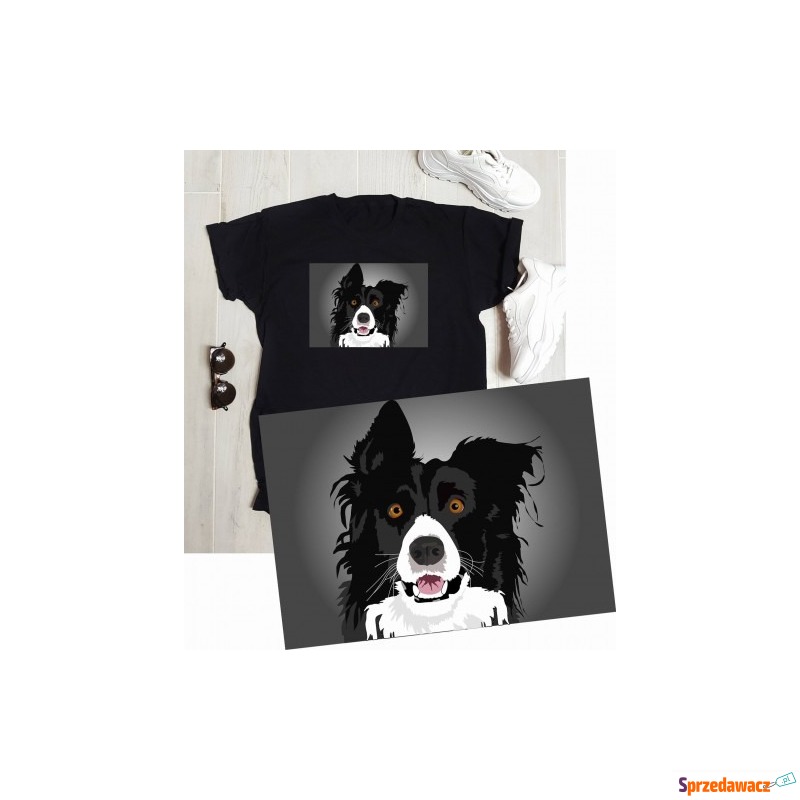 koszulka damska czarna z psem - Bluzki, koszule - Płock