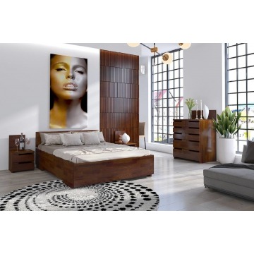 łóżko drewniane sosnowe visby bergman high bc long (skrzynia na pościel) / 120x220 cm, kolor orzech