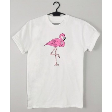 T-shirt damski z flamingiem