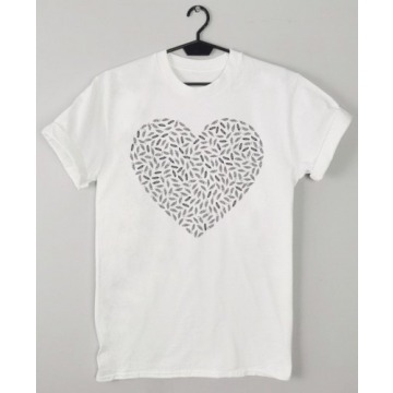 T-shirt damski serce w listki