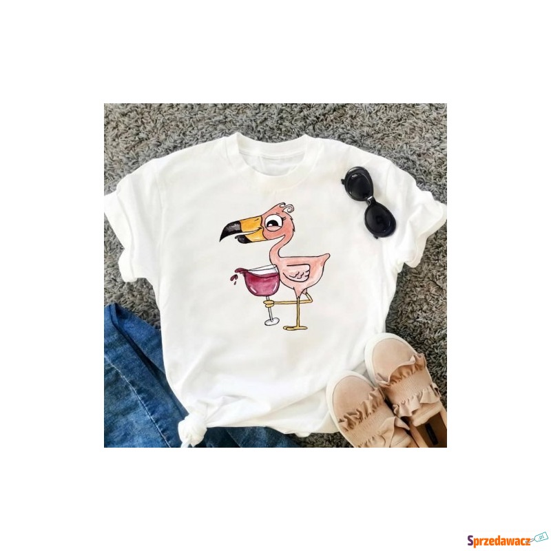 koszulka z flamingiem - Bluzki, koszule - Elbląg