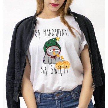 damska świąteczna koszulka z mandarynkami