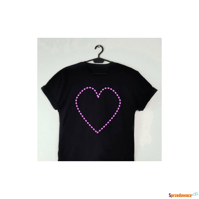 koszulka damska czarna z różowym sercem - Bluzki, koszule - Gorzów Wielkopolski