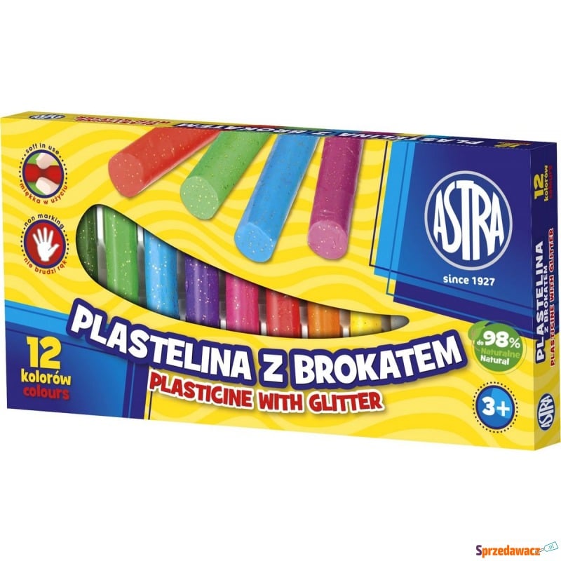 Plastelina Astra 12 kolorów brokatowa - Artykuły papiernicze... - Gdynia