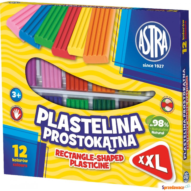 Plastelina Astra 12 kolorów prostokątna - Artykuły papiernicze... - Łódź
