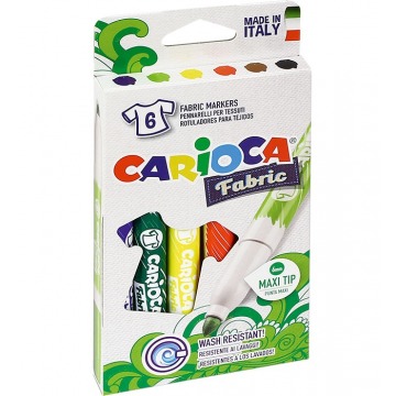 Flamastry do tkanin wodoodporne 6 kolorów Carioca
