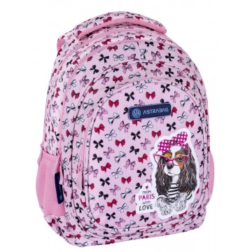 plecak szkolny różowy dla dziewczynki z pieskiem astrabag ab330 sweet dog