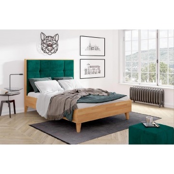tapicerowane łóżko drewniane bukowe visby frida z wysokim zagłówkiem / 140x200 cm, kolor orzech, zag
