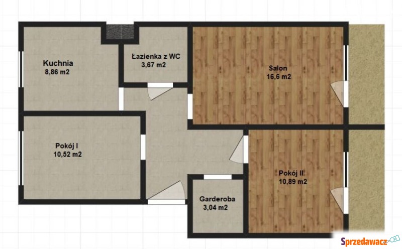 Mieszkanie trzypokojowe Turka,   64 m2, parter - Sprzedam