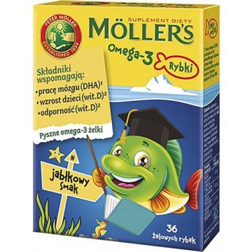 Moller's omega-3 rybki żelki jabłkowe x 36 sztuk