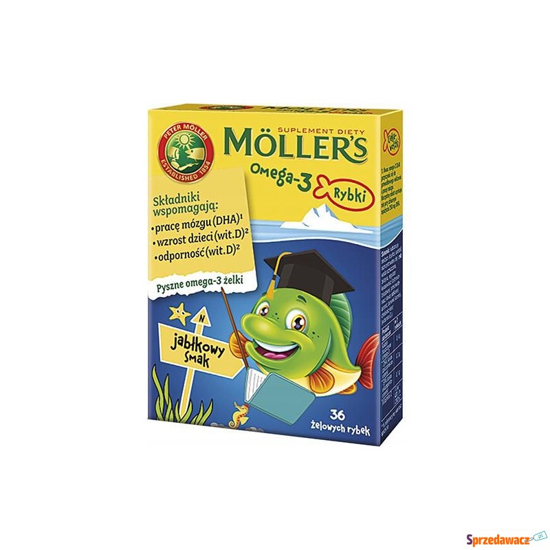 Moller's omega-3 rybki żelki jabłkowe x 36... - Witaminy i suplementy - Będzin