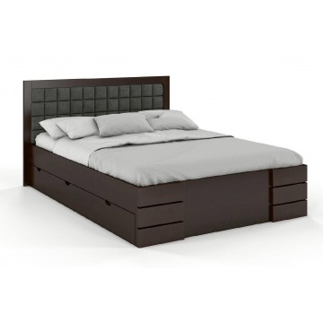 tapicerowane łóżko drewniane - sosnowe visby gotland high drawers (z szufladami)
