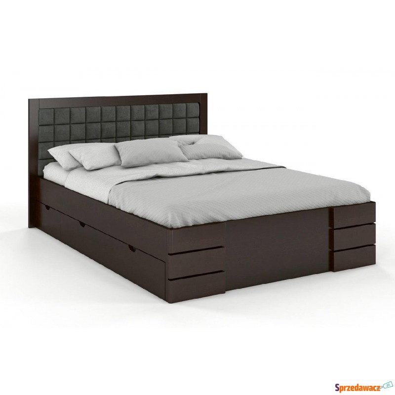 tapicerowane łóżko drewniane - sosnowe visby... - Łóżka - Żory