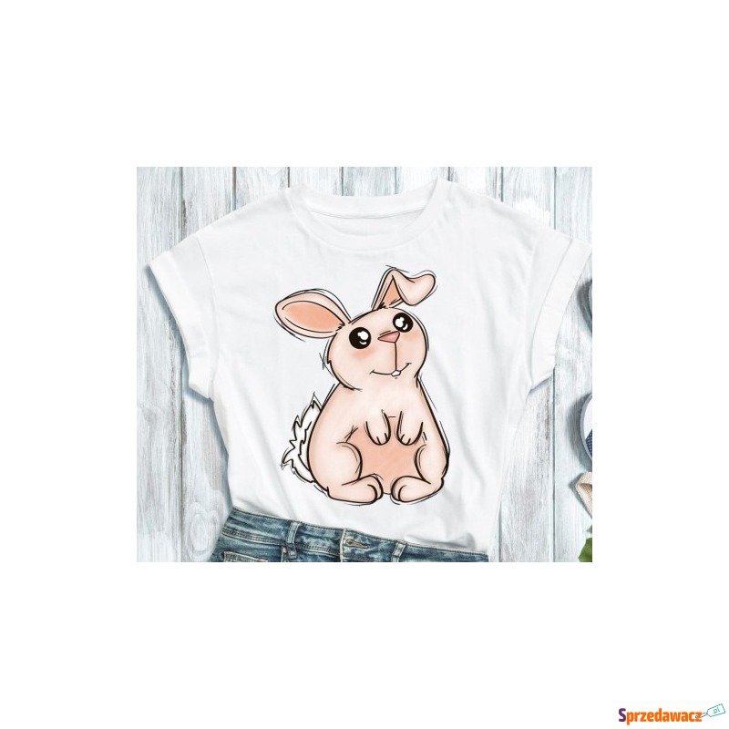 damska koszulka z królikiem na prezent na Wielkanoc - Bluzki, koszule - Jaworzno