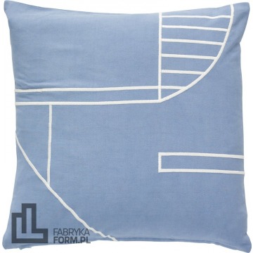 Poduszka Hübsch niebieska w geometryczne wzory