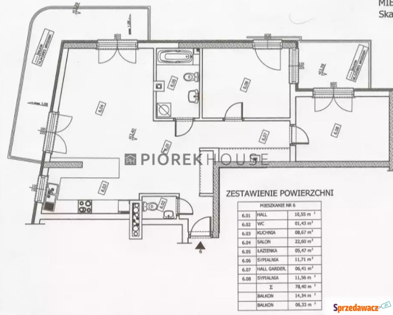Mieszkanie trzypokojowe Warszawa - Mokotów,   78 m2 - Sprzedam