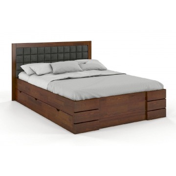 tapicerowane łóżko drewniane - sosnowe visby gotland high drawers (z szufladami)