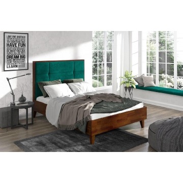 łóżko drewniane sosnowe visby frida z wysokim zagłówkiem / 200x200 cm, kolor palisander, zagłówek fr