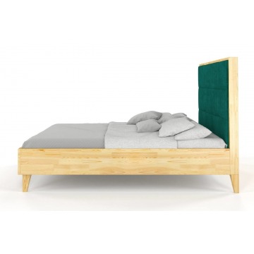 łóżko drewniane sosnowe visby frida z wysokim zagłówkiem / 200x200 cm, kolor orzech, zagłówek french