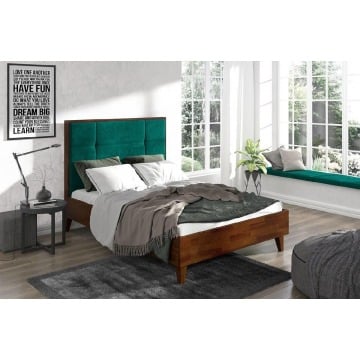 łóżko drewniane sosnowe visby frida z wysokim zagłówkiem / 180x200 cm, kolor naturalny, zagłówek fre