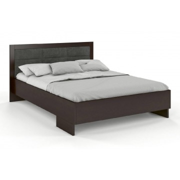 tapicerowane łóżko drewniane - sosnowe visby kalmar high / 200x200 cm, kolor palisander, zagłówek ca