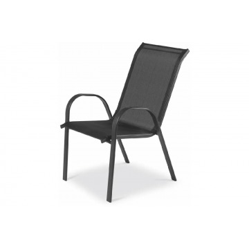 czarne metalowe krzesło ogrodowe malaga z materiałowym siedziskiem