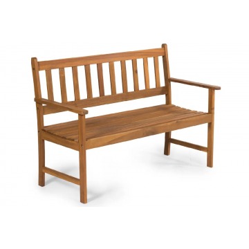 2-osobowa ławka ogrodowa sintra z drewna akacjowego z beżową poduszką