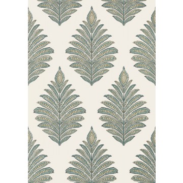 Tapeta Thibaut Anna French PALAMPORE LEAF Robin's Egg and Beige