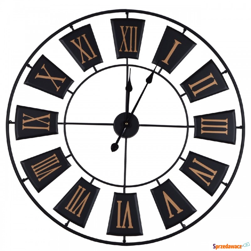 Zegar metalowy w kolorze czarno-złotym 70x70x4CM - Zegary - Gdynia