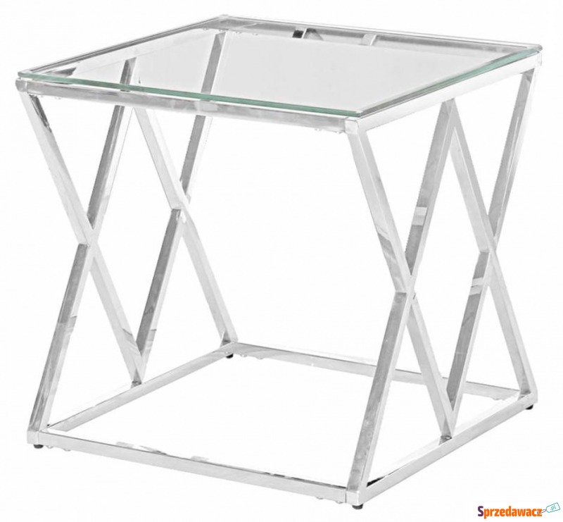 Stolik Pomocniczy Madrid Chrom, Szkło 55x55x55cm - Stoły, stoliki, ławy - Chełm
