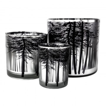 Lampion Votive Forest Czarno-Srebrny - trzy rozmiary