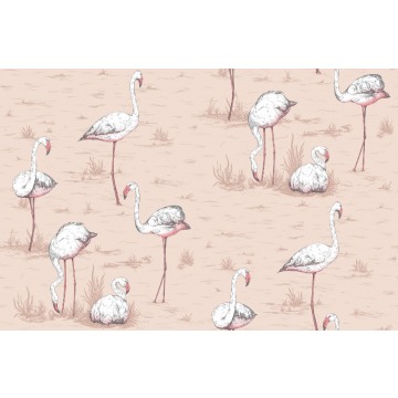 Tapeta Cole and Son Flamingos White/Pink