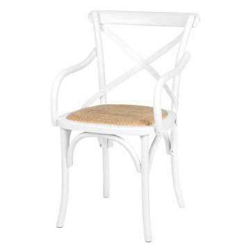 Krzesło Reno Drewniane z Podłokietnikami Białe 54x46x88cm